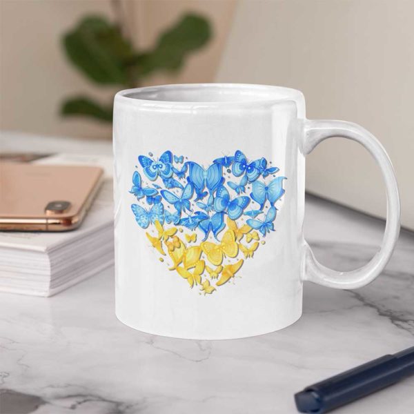 Ukrainian butterfly heart mug
