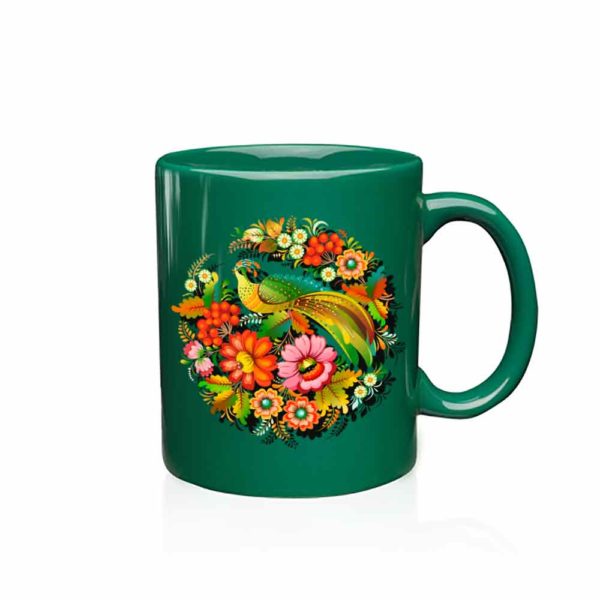 Green mug Petrykivka