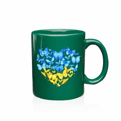 Green Mug Ukrainian Heart