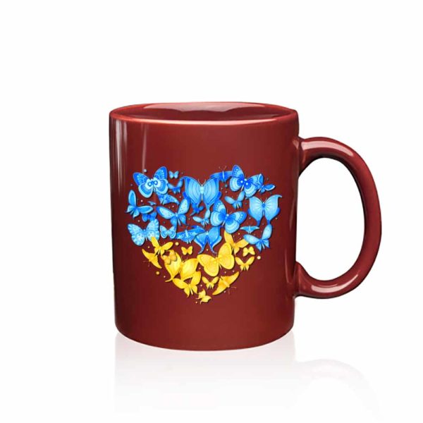 Maroon Mug Ukrainian Heart
